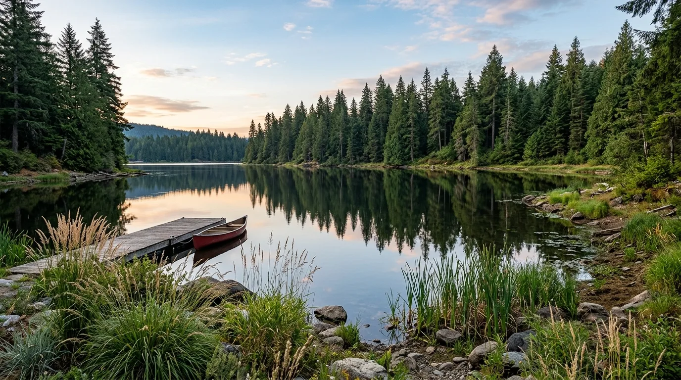 Minimal Lakeside Garden With Seating
